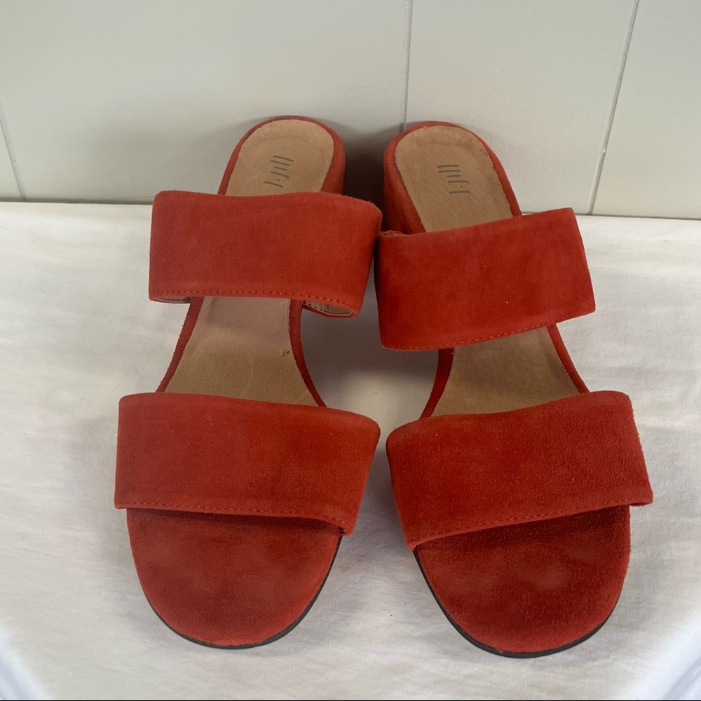J Jill red block strap heels Sz 9.5